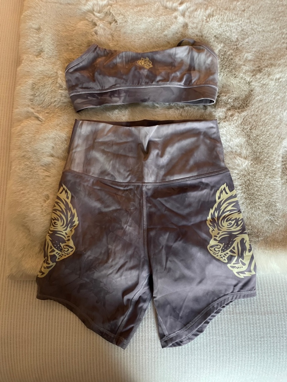 Darc Sport High-Waist Athletic Shorts & Sports Bra Set - light purple